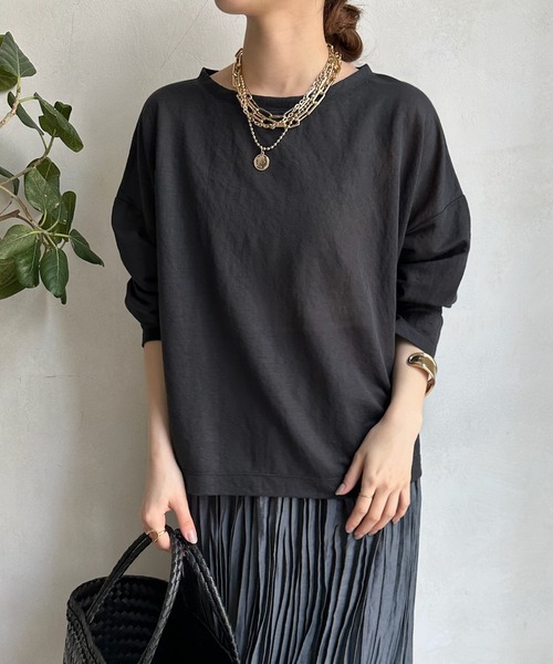 DouDou(ドゥドゥ)の「シアーロンTEE(Tシャツ/カットソー・レディース・チャコールグレー/オフホワイト/イエロー・FREE)」の20枚目の写真