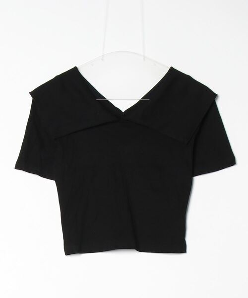 MOCOA'S（モコアズ）の「ビッグカラークロップドトップス（Tシャツ/カットソー・レディース・ブラック/ナチュラル/グレー・FREE）」の19枚目の写真