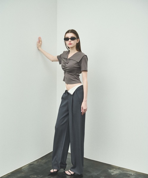 ビッグカラークロップドトップス(Tシャツ/カットソー)|MOCOA'S ビッグカラークロップドトップス(Tシャツ/カットソー)|MOCOA'S
