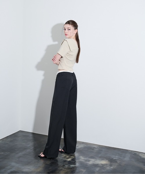 MOCOA'S（モコアズ）の「ビッグカラークロップドトップス（Tシャツ/カットソー・レディース・ブラック/ナチュラル/グレー・FREE）」の15枚目の写真