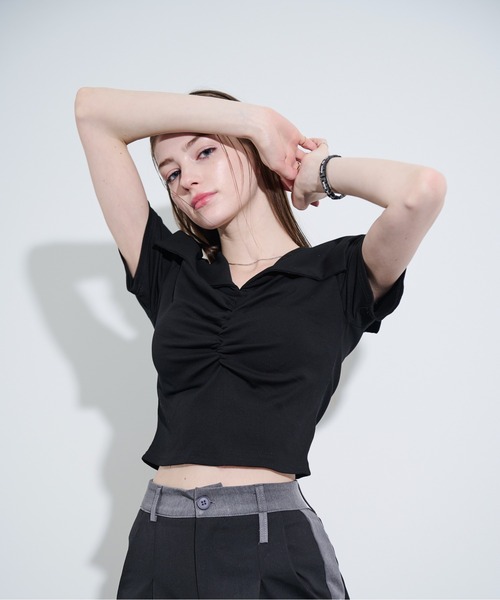 ビッグカラークロップドトップス（Tシャツ/カットソー