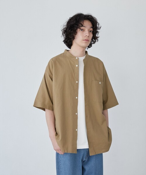 coen（コーエン）の「フレンチリネンコットンバンドカラーシャツ（シャツ/ブラウス・メンズ・オリーブ/ホワイト/ネイビー/ベージュ・XL/L/M/S）」の11枚目の写真