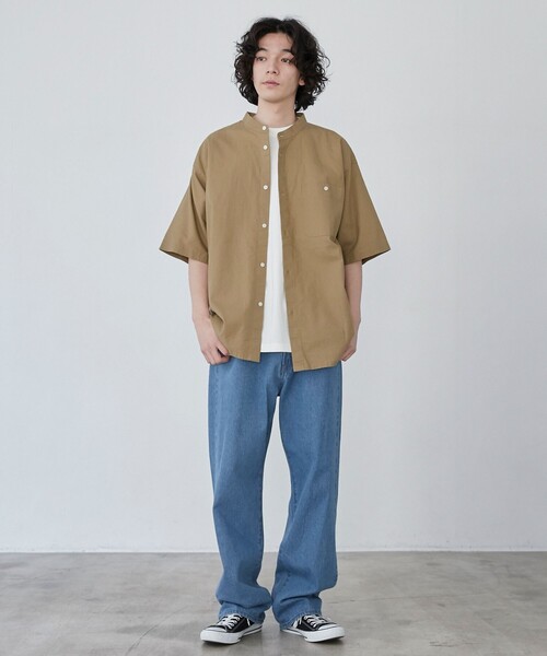 coen（コーエン）の「フレンチリネンコットンバンドカラーシャツ（シャツ/ブラウス・メンズ・オリーブ/ホワイト/ネイビー/ベージュ・XL/L/M/S）」の12枚目の写真