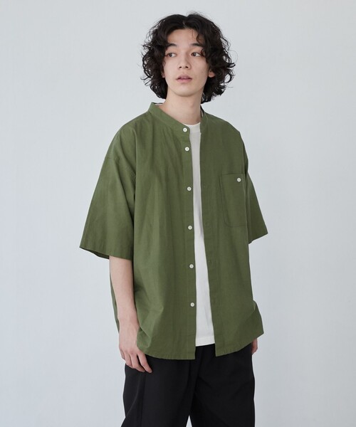 coen（コーエン）の「フレンチリネンコットンバンドカラーシャツ（シャツ/ブラウス・メンズ・オリーブ/ホワイト/ネイビー/ベージュ・XL/L/M/S）」の17枚目の写真