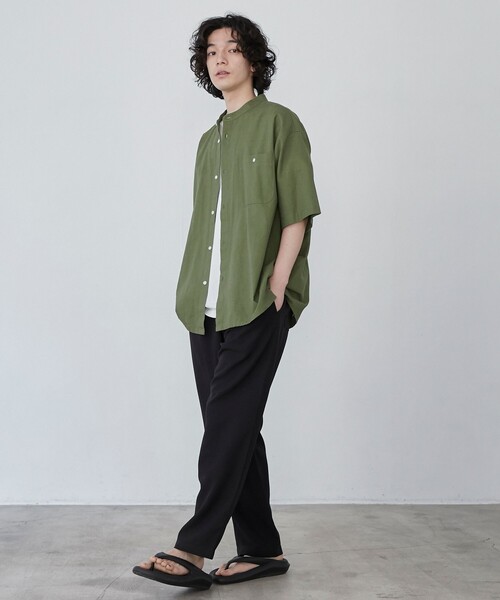 coen（コーエン）の「フレンチリネンコットンバンドカラーシャツ（シャツ/ブラウス・メンズ・オリーブ/ホワイト/ネイビー/ベージュ・XL/L/M/S）」の18枚目の写真