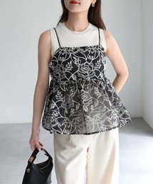 Riberry | フラワー刺繍ペプラムシアーキャミソール/ビスチェ(キャミソール)