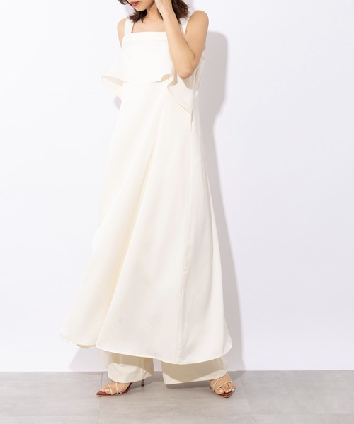 SETUP7(セットアップセブン)の「【SETUP7】asymmetry One-piece アシンメトリーワンピース キャミワンピース ノースリーブワンピース(ワンピース・レディース・アイボリー/ブラック・FREE)」の10枚目の写真