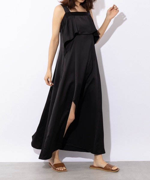 SETUP7(セットアップセブン)の「【SETUP7】asymmetry One-piece アシンメトリーワンピース キャミワンピース ノースリーブワンピース(ワンピース・レディース・アイボリー/ブラック・FREE)」の3枚目の写真