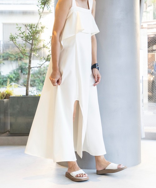 SETUP7(セットアップセブン)の「【SETUP7】asymmetry One-piece アシンメトリーワンピース キャミワンピース ノースリーブワンピース(ワンピース・レディース・アイボリー/ブラック・FREE)」の18枚目の写真