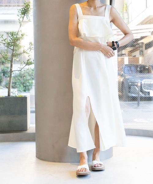 未使用　TFW ノースリーブ　ワンピース AZUL BY MOUSSY ウエスト切替袖ギャザーノースリーブワンピース