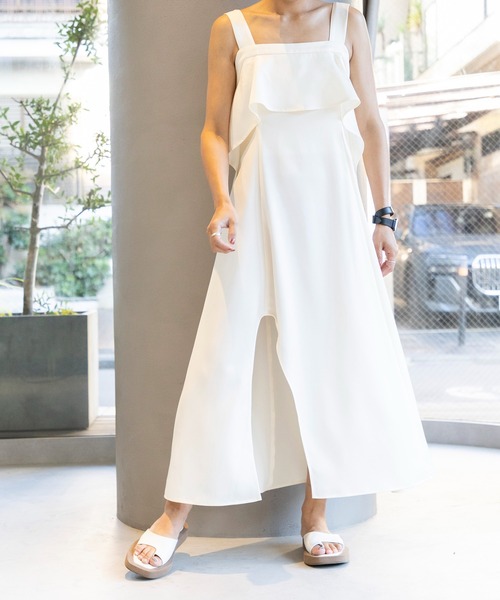SETUP7(セットアップセブン)の「【SETUP7】asymmetry One-piece アシンメトリーワンピース キャミワンピース ノースリーブワンピース(ワンピース・レディース・アイボリー/ブラック・FREE)」の21枚目の写真