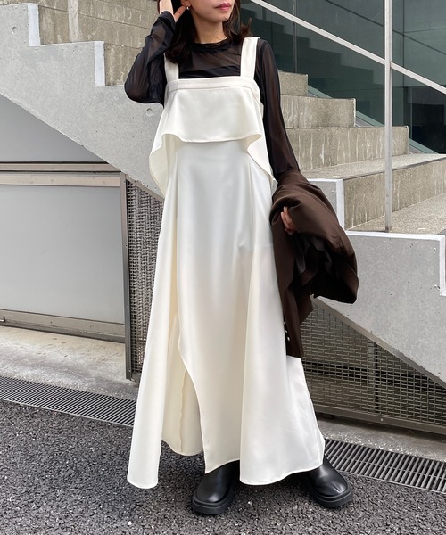 セール】【SETUP7】asymmetry One-piece アシンメトリーワンピース