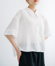 【ANNA LUNA】透け感のあるチェック柄が爽やかなクロップドシャツブラウス!
