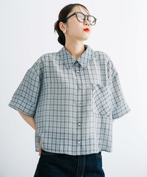 【ANNA LUNA】透け感のあるチェック柄が爽やかなクロップドシャツブラウス!