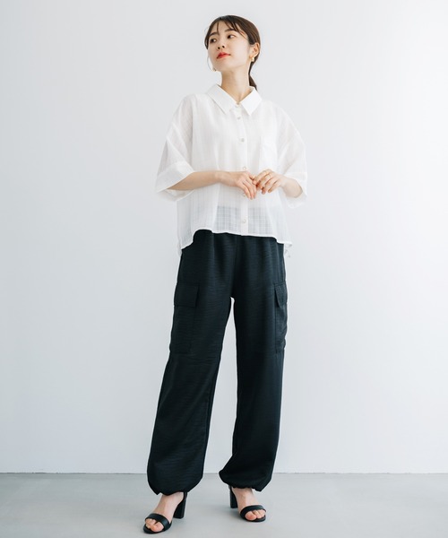 ANNA LUNA(アンナルナ)の「【ANNA LUNA】透け感のあるチェック柄が爽やかなクロップドシャツブラウス!(シャツ/ブラウス・レディース・ブラック/オフホワイト・MEDIUM)」の19枚目の写真