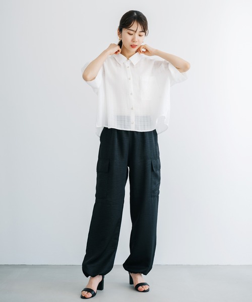 ANNA LUNA(アンナルナ)の「【ANNA LUNA】透け感のあるチェック柄が爽やかなクロップドシャツブラウス!(シャツ/ブラウス・レディース・ブラック/オフホワイト・MEDIUM)」の20枚目の写真