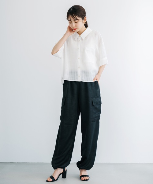ANNA LUNA(アンナルナ)の「【ANNA LUNA】透け感のあるチェック柄が爽やかなクロップドシャツブラウス!(シャツ/ブラウス・レディース・ブラック/オフホワイト・MEDIUM)」の16枚目の写真