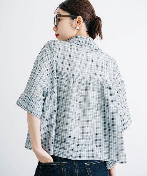 ANNA LUNA(アンナルナ)の「【ANNA LUNA】透け感のあるチェック柄が爽やかなクロップドシャツブラウス!(シャツ/ブラウス・レディース・ブラック/オフホワイト・MEDIUM)」の9枚目の写真