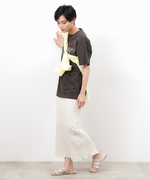 OPAQUE.CLIP（オペークドットクリップ）の「◆ポコポコ イージーナロースカート【洗える】（スカート・レディース・ブルー系その他/アイボリー/ブラック・38/40/36/42）」の12枚目の写真