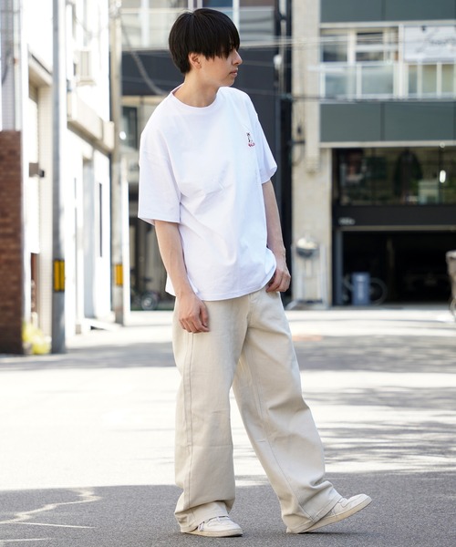 セール】【unisex】アニマル サガラ刺繍 ワンポイントTシャツ / ワン