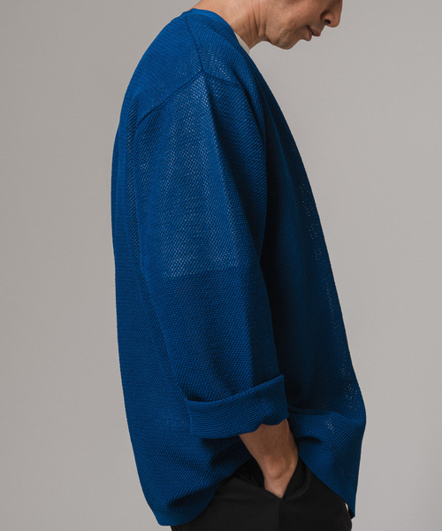 EDIFICE（エディフィス）の「ドライメッシュ ボタンレス カーディガン（カーディガン/ボレロ・メンズ・ブラック/ライトグレー/グリーン系その他/ブルー系その他・MEDIUM/LARGE）」の4枚目の写真