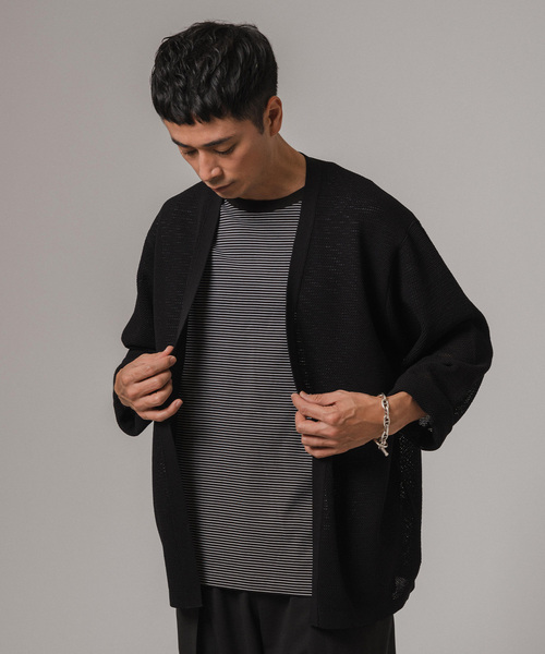 EDIFICE（エディフィス）の「ドライメッシュ ボタンレス カーディガン（カーディガン/ボレロ・メンズ・ブラック/ライトグレー/グリーン系その他/ブルー系その他・MEDIUM/LARGE）」の6枚目の写真