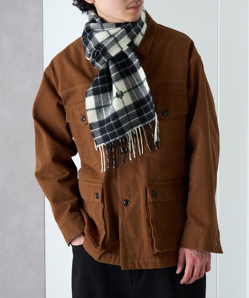 FRED PERRY（フレッドペリー）の「【FRED PERRY】Lambswool Tartan Scarf タータンチェックウールマフラー ギフト プレゼント C8137（マフラー・レディース・ブラック/ネイビー/ベージュ/オフホワイト/ブラック系その他2/ブラウン・FREE）」の14枚目の写真