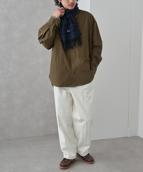 FRED PERRY（フレッドペリー）の「【FRED PERRY】Lambswool Tartan Scarf タータンチェックウールマフラー ギフト プレゼント C8137（マフラー・レディース・ブラック/ネイビー/ベージュ/オフホワイト/ブラック系その他2/ブラウン・FREE）」の22枚目の写真