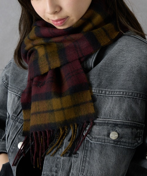 FRED PERRY（フレッドペリー）の「【FRED PERRY】Lambswool Tartan Scarf タータンチェックウールマフラー ギフト プレゼント C8137（マフラー・レディース・ブラック/ネイビー/ベージュ/オフホワイト/ブラック系その他2/ブラウン・FREE）」の12枚目の写真
