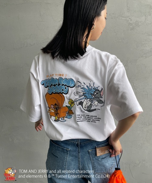 Tom＆Jerry（トムアンドジェリー）の「【WEB限定】[SEQUENZ/シークエンズ] トムとジェリー バック刺繍ロゴTシャツ（Tシャツ/カットソー・レディース・ホワイト/ピンク/ブラック・M/L/XL）」の19枚目の写真