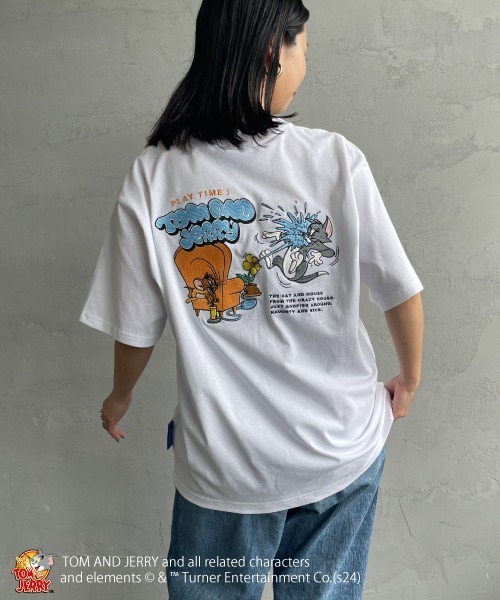 Tom＆Jerry（トムアンドジェリー）の「【WEB限定】[SEQUENZ/シークエンズ] トムとジェリー バック刺繍ロゴTシャツ（Tシャツ/カットソー・レディース・ホワイト/ピンク/ブラック・M/L/XL）」の14枚目の写真