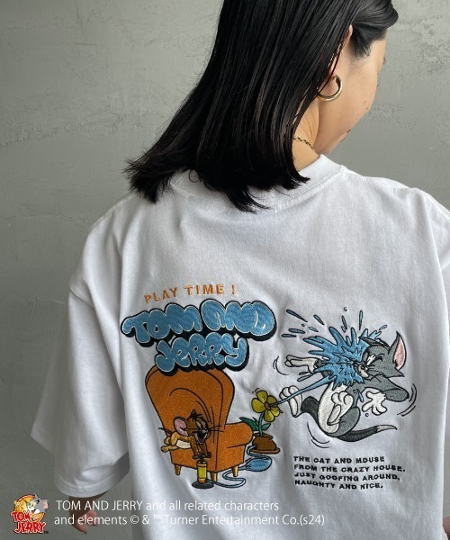 Tom＆Jerry（トムアンドジェリー）の「【WEB限定】[SEQUENZ/シークエンズ] トムとジェリー バック刺繍ロゴTシャツ（Tシャツ/カットソー・レディース・ホワイト/ピンク/ブラック・M/L/XL）」の11枚目の写真