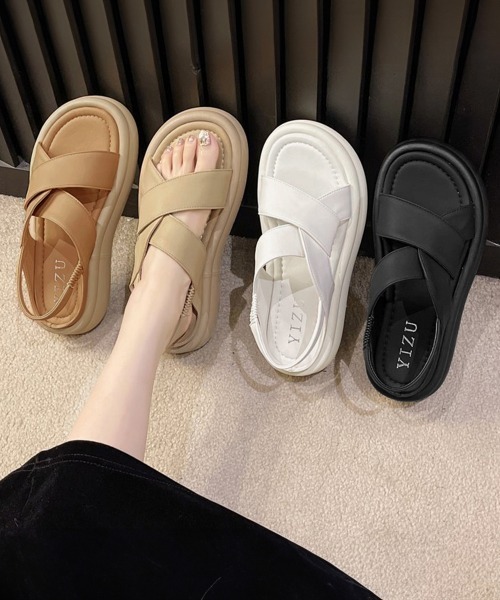 Miniministore(ミニミニストア)の「厚底クロスサンダル コンフォートサンダル(サンダル・レディース・ブラウン/ホワイト/ブラック/ベージュ・23.5cm/23.0cm/22.5cm/24.5cm/24.0cm)」の6枚目の写真