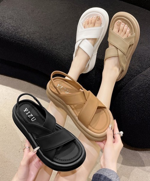 Miniministore(ミニミニストア)の「厚底クロスサンダル コンフォートサンダル(サンダル・レディース・ブラウン/ホワイト/ブラック/ベージュ・23.5cm/23.0cm/22.5cm/24.5cm/24.0cm)」の7枚目の写真