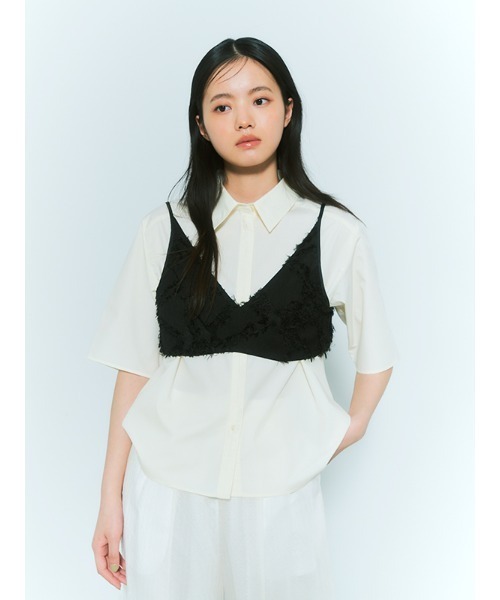 CHAROL(シャロル)の「モノグラムハーフスリーブシャツ(シャツ/ブラウス・レディース・アイボリー/ブルー・FREE)」の14枚目の写真