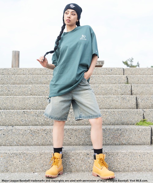 BACK TO THE FIELD（バック トゥー ザ フィールド）の「【MLB】Handｗritten styleロゴTシャツ（Tシャツ/カットソー・レディース・ホワイト/ブラック/グリーン・FREE）」の5枚目の写真