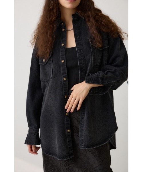 crie conforto（クリーコンフォルト）の「ボーイフレンドデニムシャツ（シャツ/ブラウス・レディース・ライトブラック/ライトブルー・FREE）」の3枚目の写真