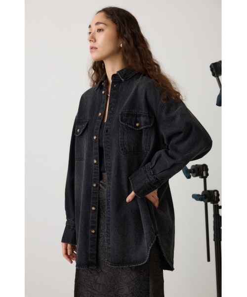 crie conforto（クリーコンフォルト）の「ボーイフレンドデニムシャツ（シャツ/ブラウス・レディース・ライトブラック/ライトブルー・FREE）」の5枚目の写真