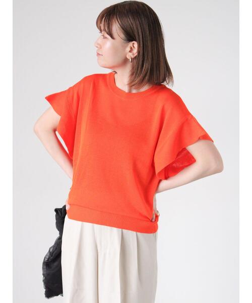 Lugnoncure（ルノンキュール）の「フレアスリーブニット（ニット/セーター・レディース・オレンジ/オフホワイト/ブラック/ブルー/ネイビー・F）」の5枚目の写真