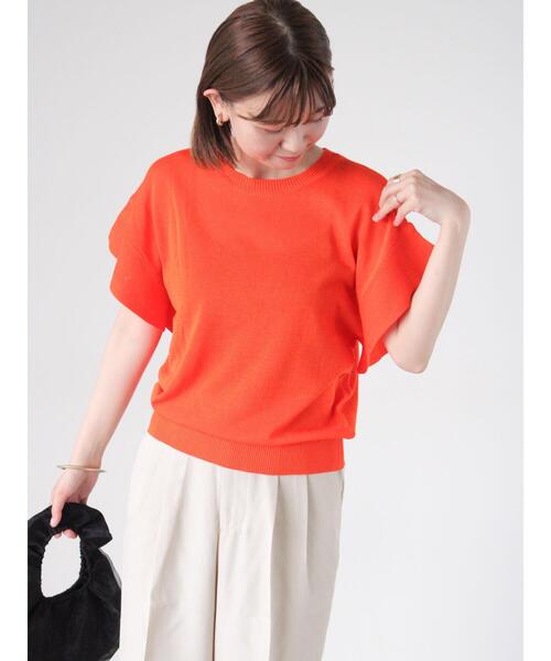 Lugnoncure（ルノンキュール）の「フレアスリーブニット（ニット/セーター・レディース・オレンジ/オフホワイト/ブラック/ブルー/ネイビー・F）」の6枚目の写真