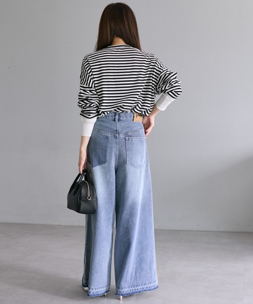 PUAL CE CIN（ピュアルセシン）の「万能レイヤードカットソー（Tシャツ/カットソー・レディース・ブラック系その他/オフホワイト/ブラック/ストライプ・FREE）」の18枚目の写真