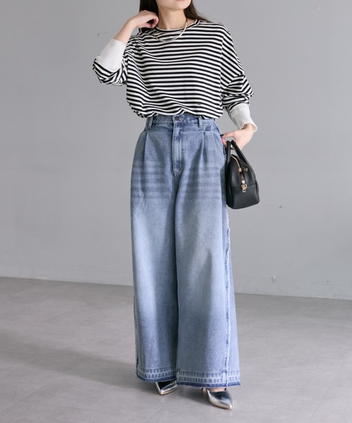 PUAL CE CIN（ピュアルセシン）の「万能レイヤードカットソー（Tシャツ/カットソー・レディース・ブラック系その他/オフホワイト/ブラック/ストライプ・FREE）」の17枚目の写真