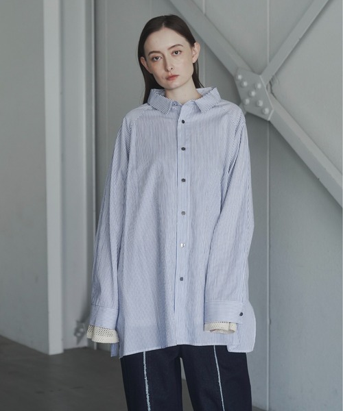 Utusiyo（ウツシヨ）の「stripe shirt 縞（シャツ/ブラウス・メンズ・ブルー/ブラック・FREE）」の9枚目の写真