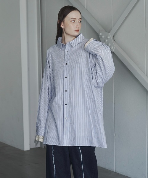 Utusiyo（ウツシヨ）の「stripe shirt 縞（シャツ/ブラウス・メンズ・ブルー/ブラック・FREE）」の10枚目の写真