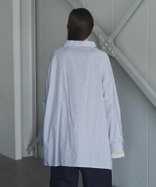 Utusiyo（ウツシヨ）の「stripe shirt 縞（シャツ/ブラウス・メンズ・ブルー/ブラック・FREE）」の12枚目の写真