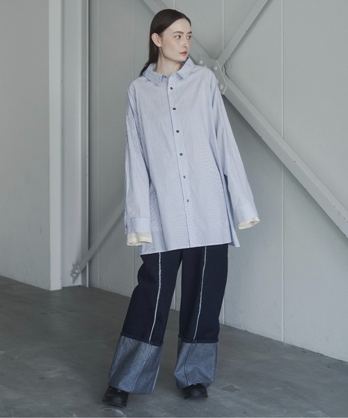 Utusiyo（ウツシヨ）の「stripe shirt 縞（シャツ/ブラウス・メンズ・ブルー/ブラック・FREE）」の16枚目の写真