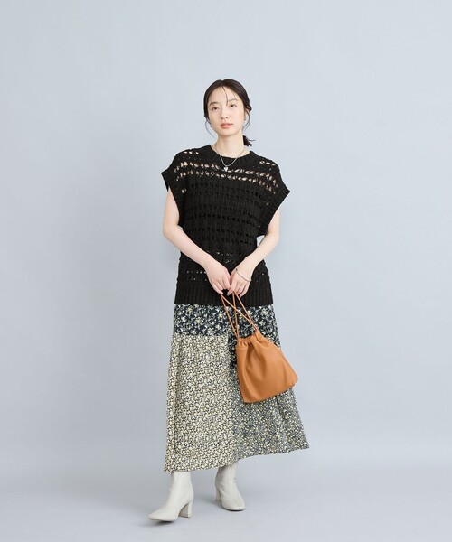 coen（コーエン）の「テープヤーン透かし編みベスト（ベスト・レディース・ブラック/オフホワイト・FREE）」の14枚目の写真