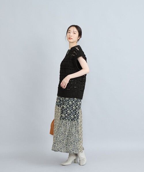 coen（コーエン）の「テープヤーン透かし編みベスト（ベスト・レディース・ブラック/オフホワイト・FREE）」の13枚目の写真