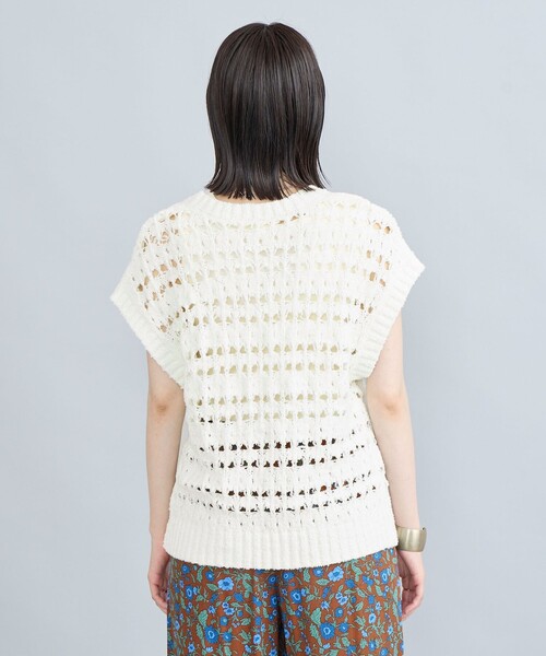 coen（コーエン）の「テープヤーン透かし編みベスト（ベスト・レディース・ブラック/オフホワイト・FREE）」の9枚目の写真