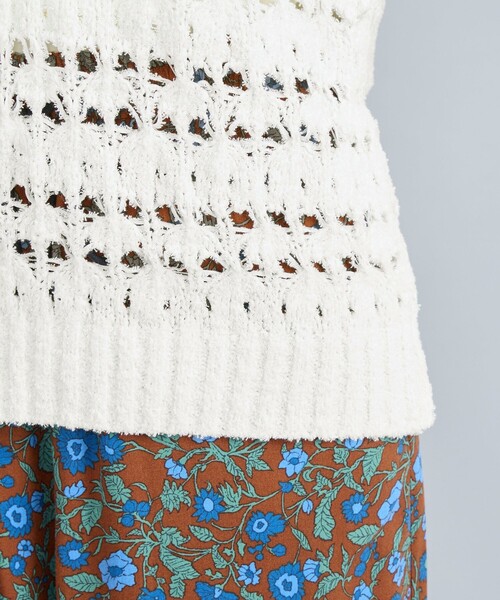 coen（コーエン）の「テープヤーン透かし編みベスト（ベスト・レディース・ブラック/オフホワイト・FREE）」の6枚目の写真